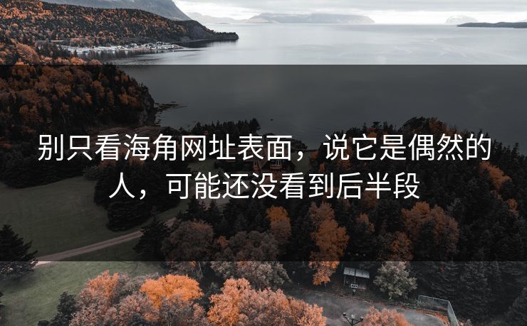 别只看海角网址表面,说它是偶然的人,可能还没看到后半段