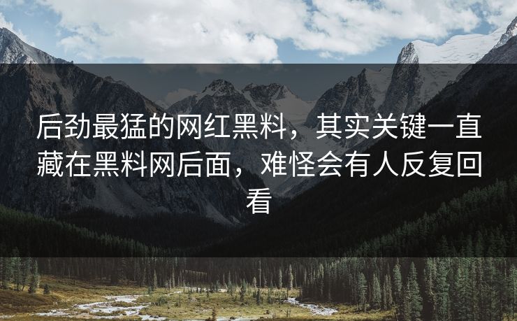 后劲最猛的网红黑料,其实关键一直藏在黑料网后面,难怪会有人反复回看