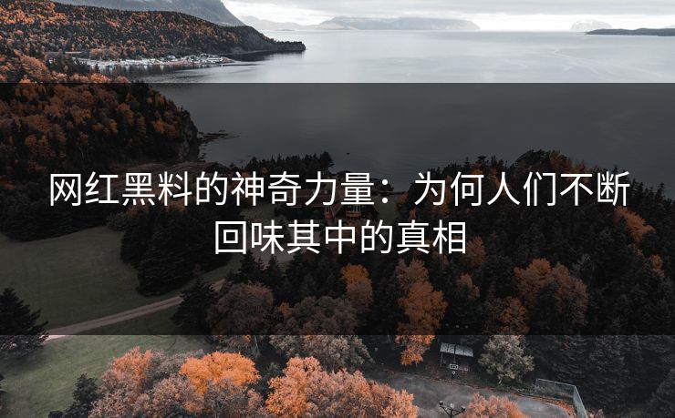 网红黑料的神奇力量:为何人们不断回味其中的真相