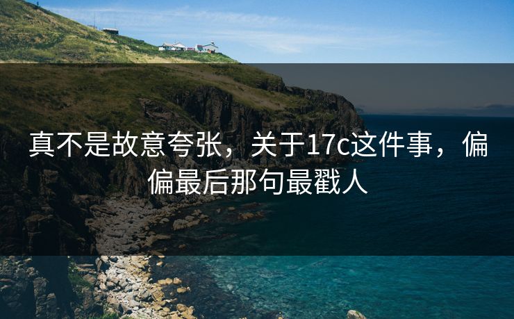 真不是故意夸张,关于17c这件事,偏偏最后那句最戳人