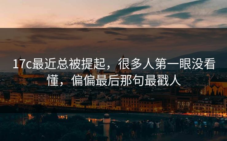 17c最近总被提起，很多人第一眼没看懂，偏偏最后那句最戳人
