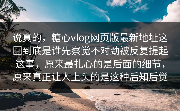 说真的，糖心vlog网页版最新地址这回到底是谁先察觉不对劲被反复提起这事，原来最扎心的是后面的细节，原来真正让人上头的是这种后知后觉