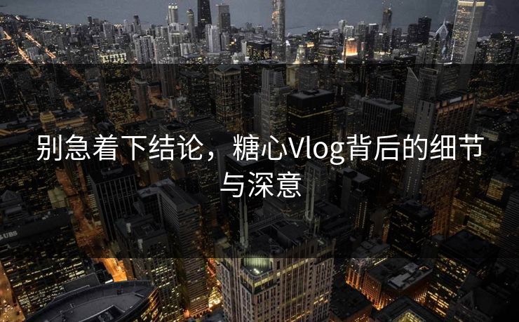 别急着下结论，糖心Vlog背后的细节与深意