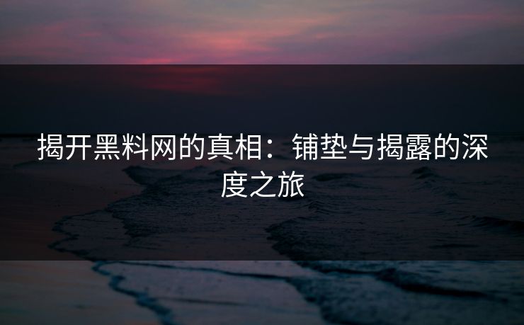 揭开黑料网的真相：铺垫与揭露的深度之旅